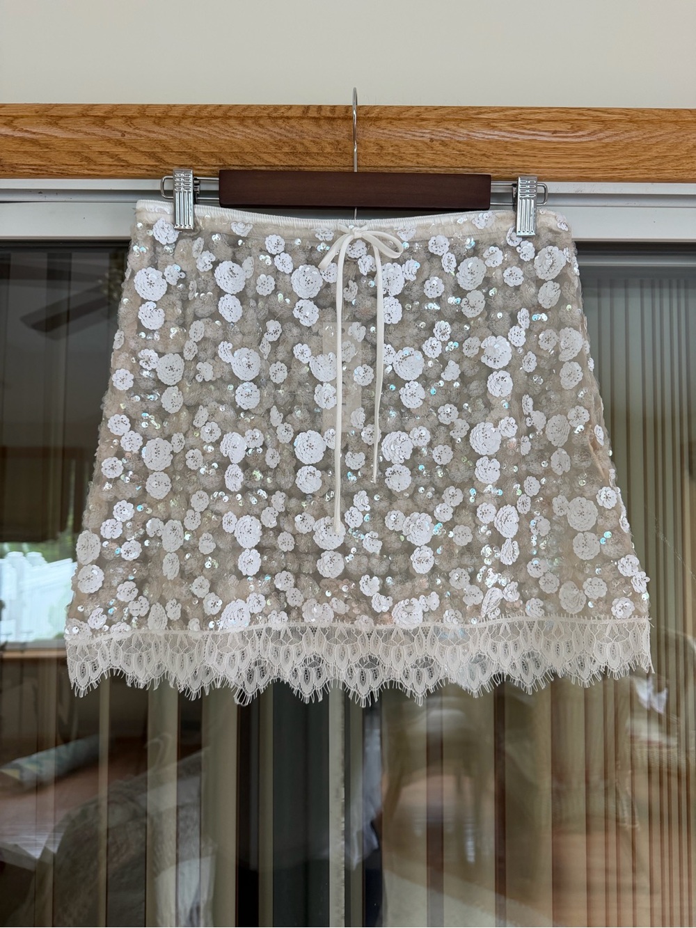 Eliou Sequined Floral Lace-Trim Celia Mini Skirt